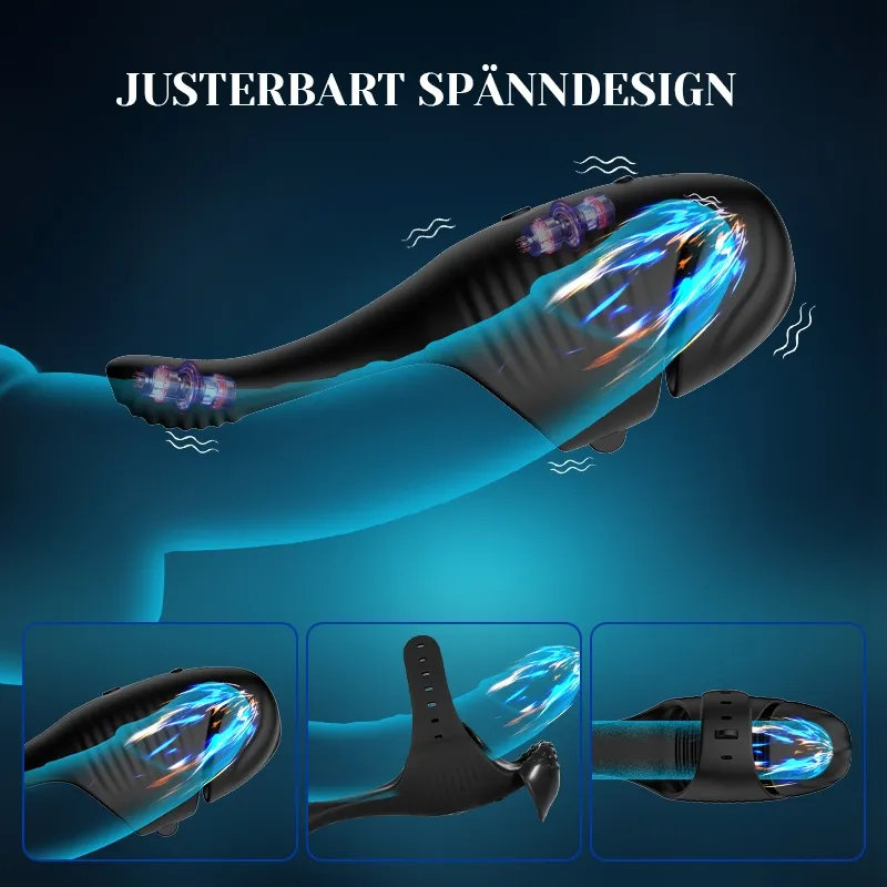 Dubbla Motorer Penis Vibrator 10 Vibrationsjusterbar Spänne