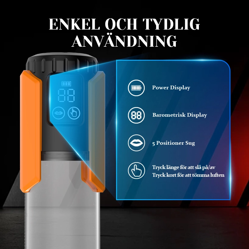 Vattentät Penispump med 5 Sugnivåer och Träningsfunktion