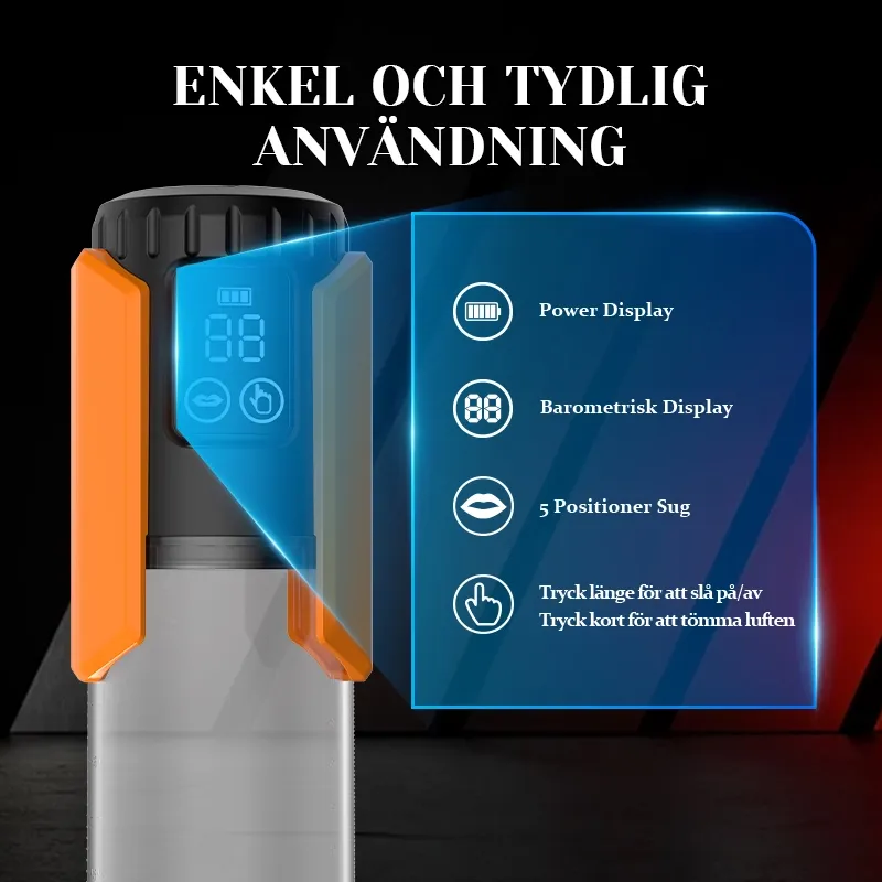 Vattentät Penispump med 5 Sugnivåer och Träningsfunktion