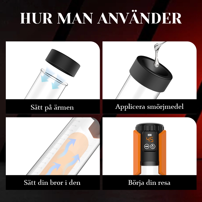Vattentät Penispump med 5 Sugnivåer och Träningsfunktion