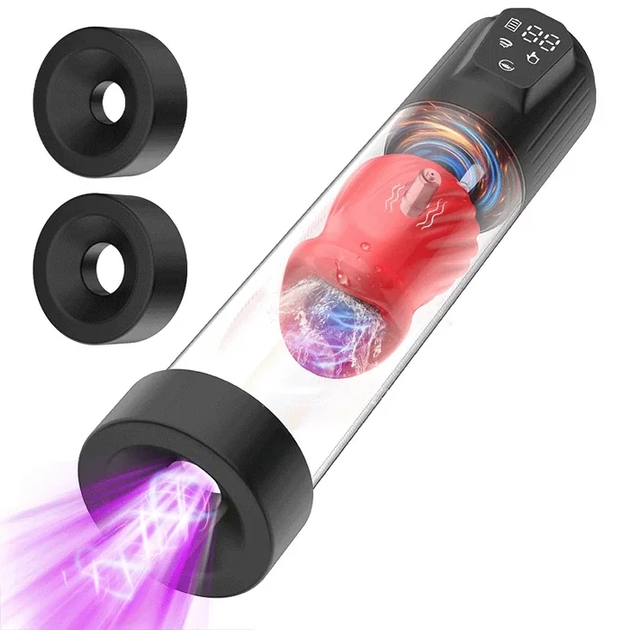 attentät Penispump med 5 Sugningar och Inbyggd Vibrator