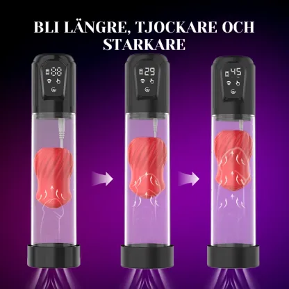 attentät Penispump med 5 Sugningar och Inbyggd Vibrator