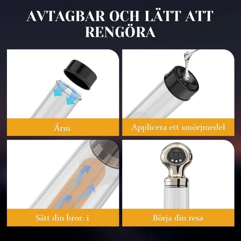 Kraftfull Sugpenispump med LCD-Display och Enknapps Utsläpp