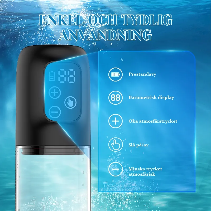 Vattentät Penispump med Digital Display – Lätt att Använda och Rengöra