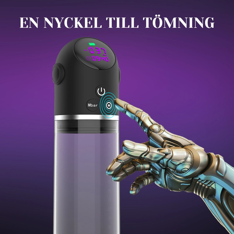 Stor Digital Penispump med 4 Sugningar och Enkelt Utlösningssystem