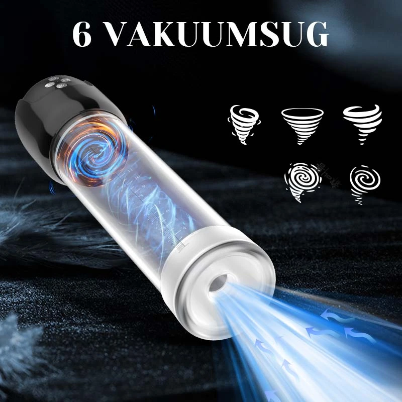Vakuum Penispump 6 Sugfunktioner Med Stönande 3D Realistisk Manschett