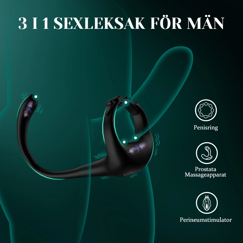 Justerbar Penisring 10 Vibrations Strap-On Prostatastimulator