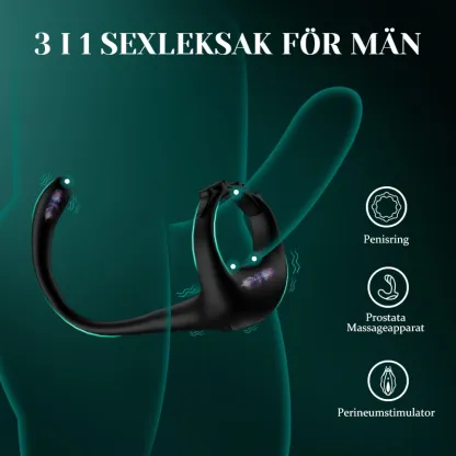 Justerbar Penisring 10 Vibrations Strap-On Prostatastimulator