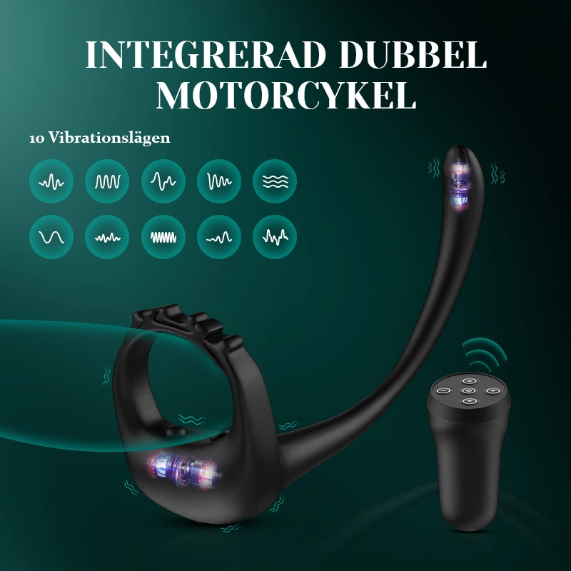 Justerbar Penisring 10 Vibrations Strap-On Prostatastimulator