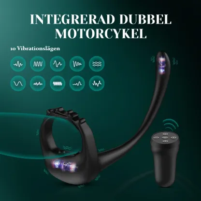 Justerbar Penisring 10 Vibrations Strap-On Prostatastimulator