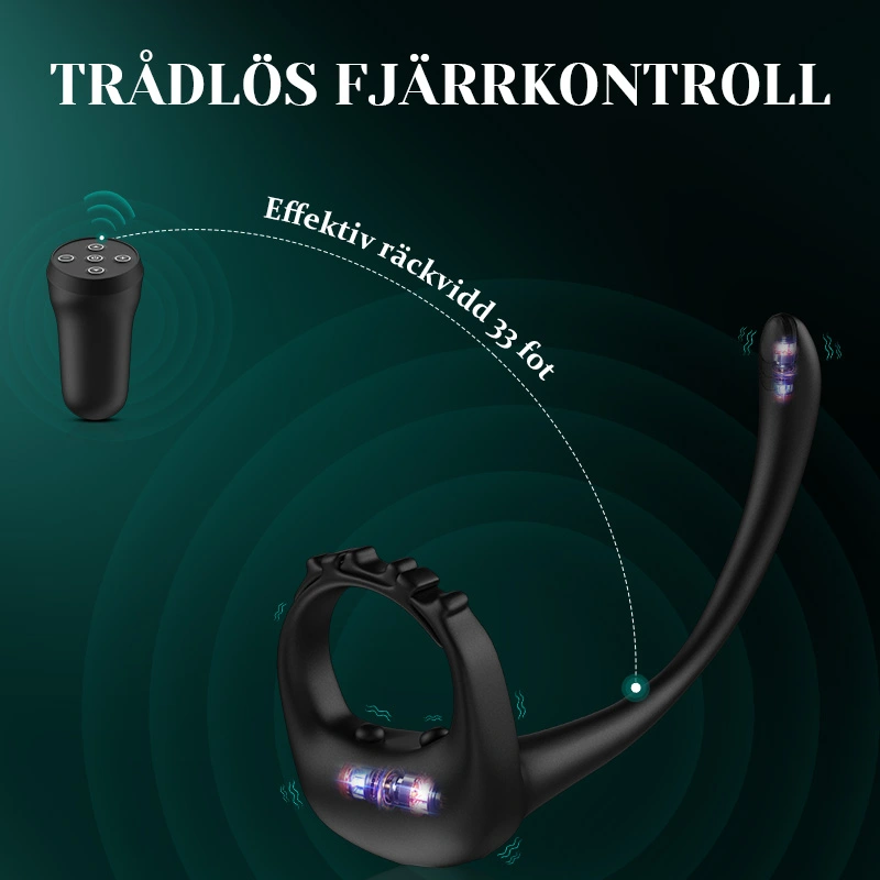 Justerbar Penisring 10 Vibrations Strap-On Prostatastimulator