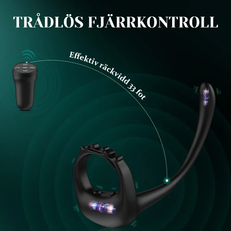 Justerbar Penisring 10 Vibrations Strap-On Prostatastimulator