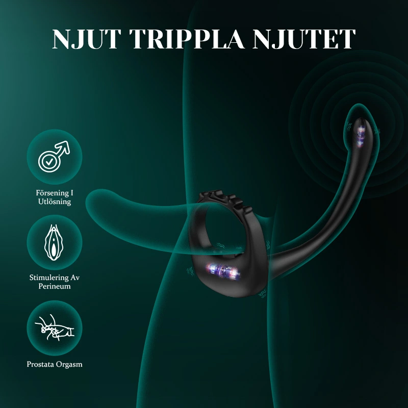 Justerbar Penisring 10 Vibrations Strap-On Prostatastimulator