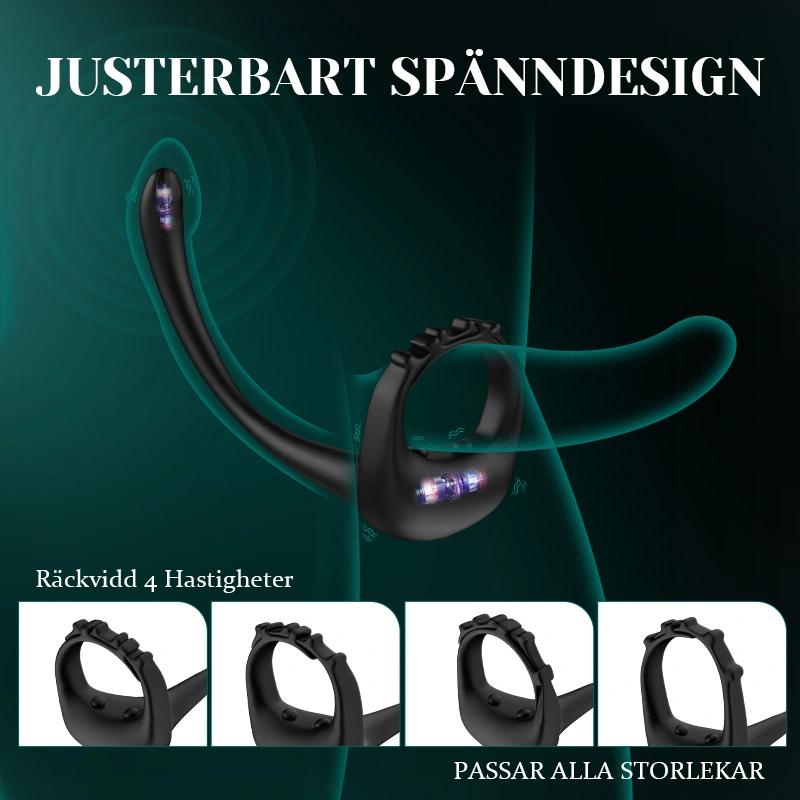 Justerbar Penisring 10 Vibrations Strap-On Prostatastimulator