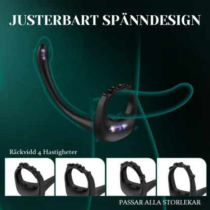 Justerbar Penisring 10 Vibrations Strap-On Prostatastimulator