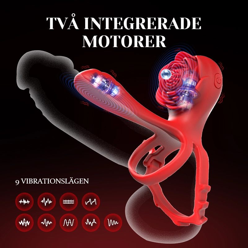 Rose Penisring Dual Motor 10 Vibration Par Sexleksak