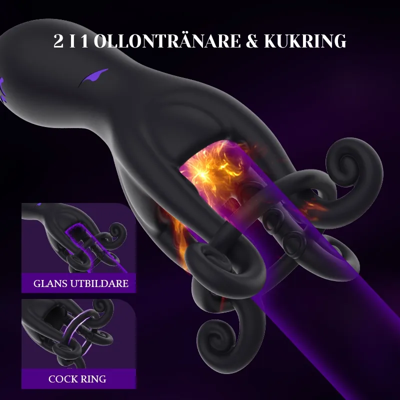 Bläckfiskdesign Penisvibrator med 10 Vibrationer