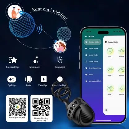 Appkontroll Penisvibrator med 9 Vibrationer och Flexibel Spänne