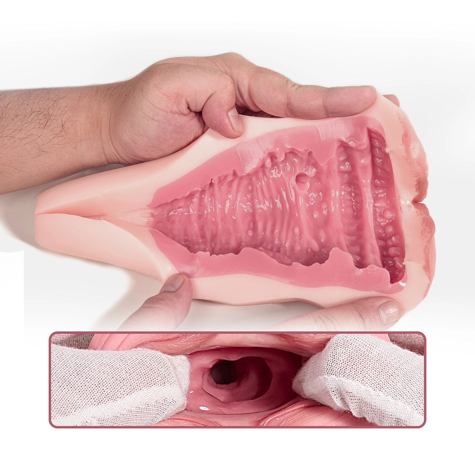 Handhållen Ultra Realistisk Silikon Pocket Pussy Masturbator