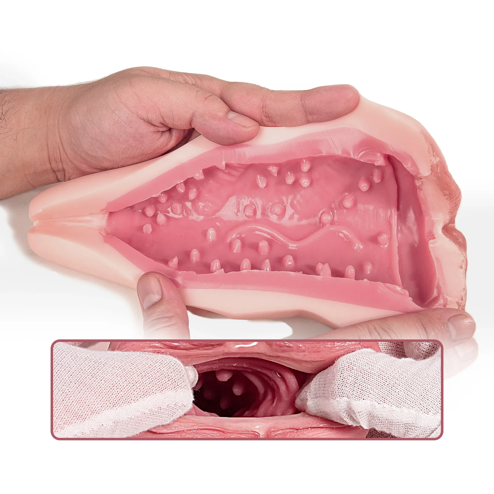 Livliknande Texturerad Silikon Fickfitta Masturbator