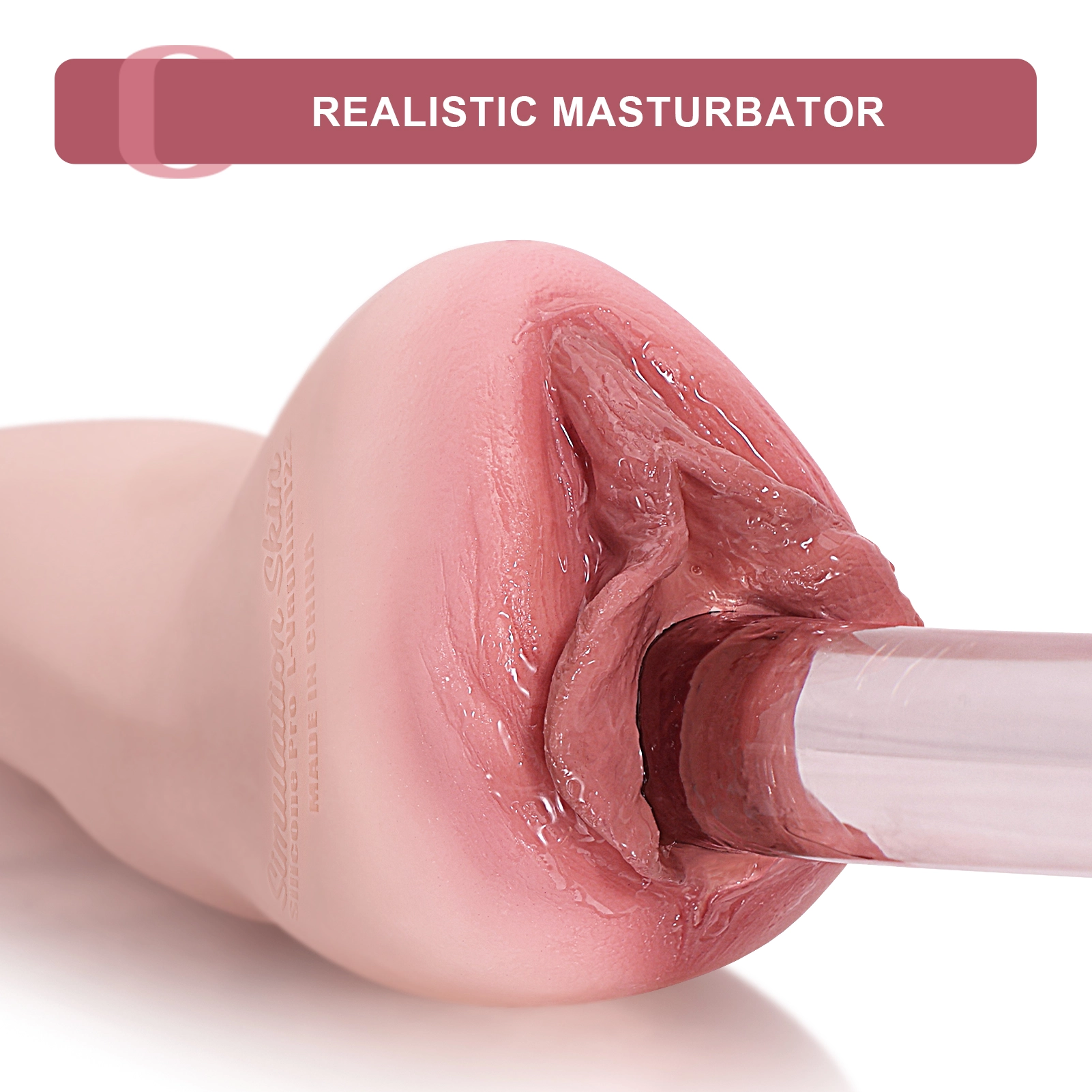 Livliknande Texturerad Silikon Fickfitta Masturbator