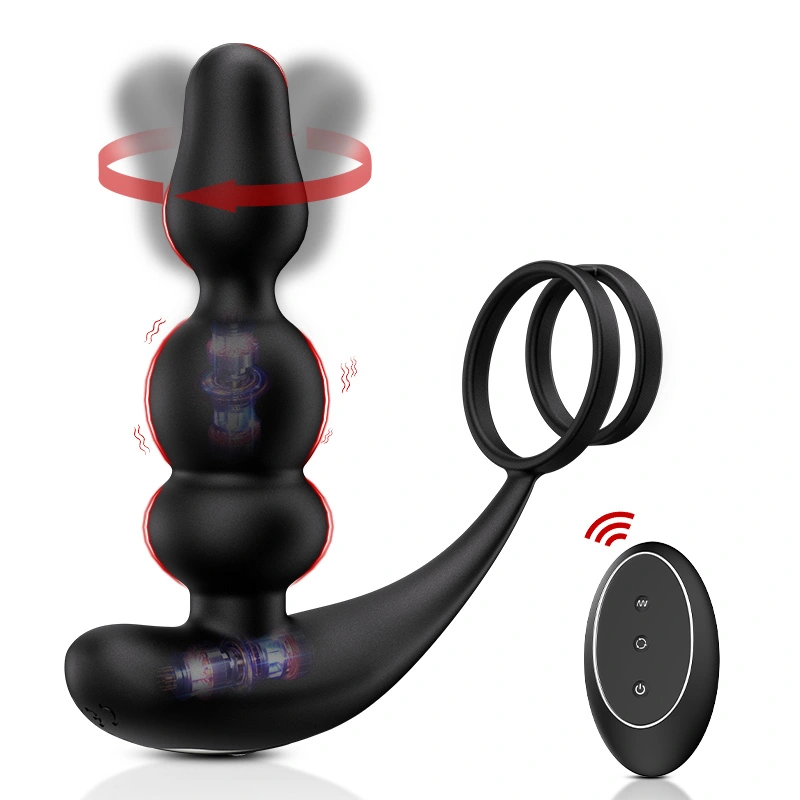 Bärbara Pärlor Prostata Vibrator 9 Roterande Vibrerande Fjärrkontroll