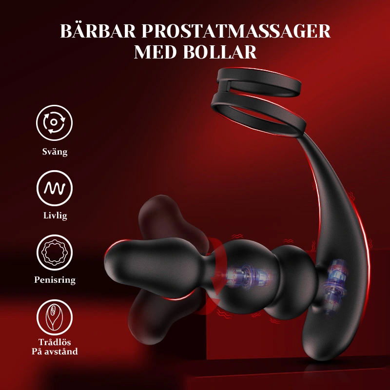 Bärbara Pärlor Prostata Vibrator 9 Roterande Vibrerande Fjärrkontroll