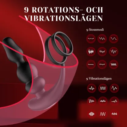 Bärbara Pärlor Prostata Vibrator 9 Roterande Vibrerande Fjärrkontroll