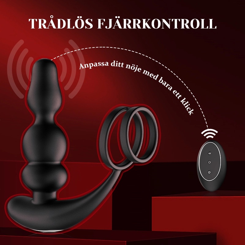 Bärbara Pärlor Prostata Vibrator 9 Roterande Vibrerande Fjärrkontroll
