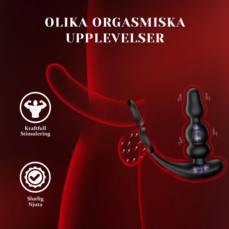 Bärbara Pärlor Prostata Vibrator 9 Roterande Vibrerande Fjärrkontroll