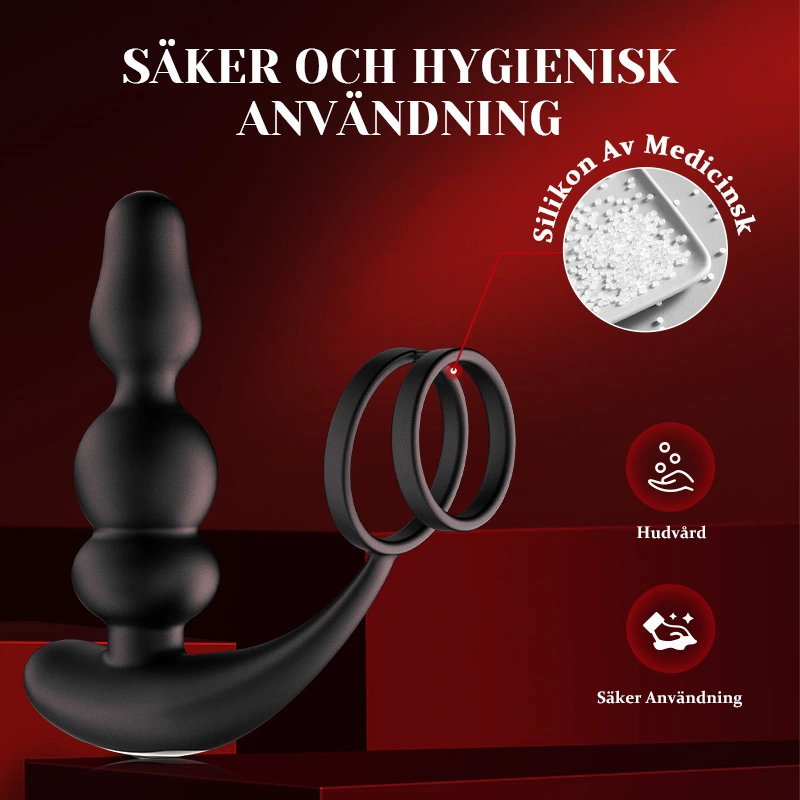 Bärbara Pärlor Prostata Vibrator 9 Roterande Vibrerande Fjärrkontroll