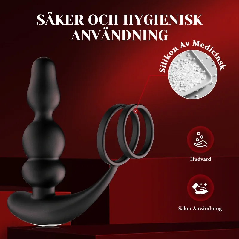 Bärbara Pärlor Prostata Vibrator 9 Roterande Vibrerande Fjärrkontroll