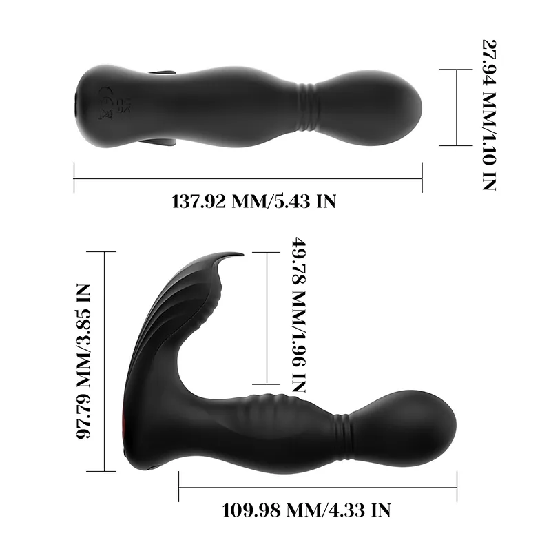 Prostata Vibrator 9 Svängande Vibrerande Slickfunktion med App- och Fjärrkontroll