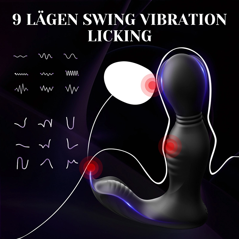 Prostata Vibrator 9 Svängande Vibrerande Slickfunktion med App- och Fjärrkontroll