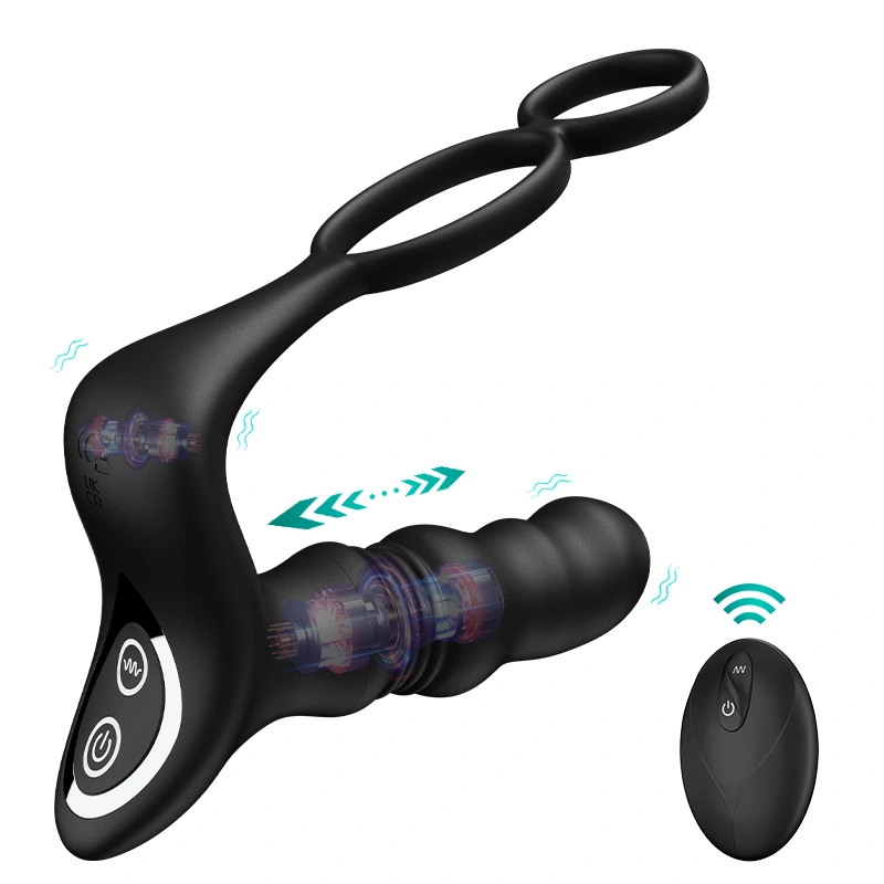 Bärbar Prostata Vibrator 9 Stötande Vibrerande Fjärrkontroll