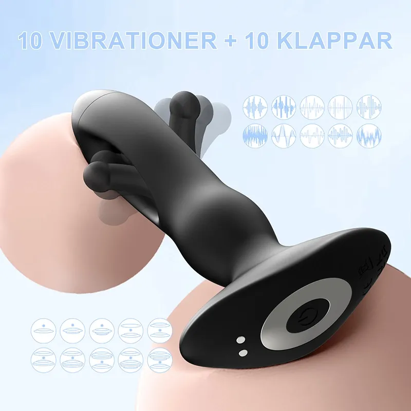 Prostata Vibrator 10 Flappande Vibrerande Fjärrkontroll Analplugg