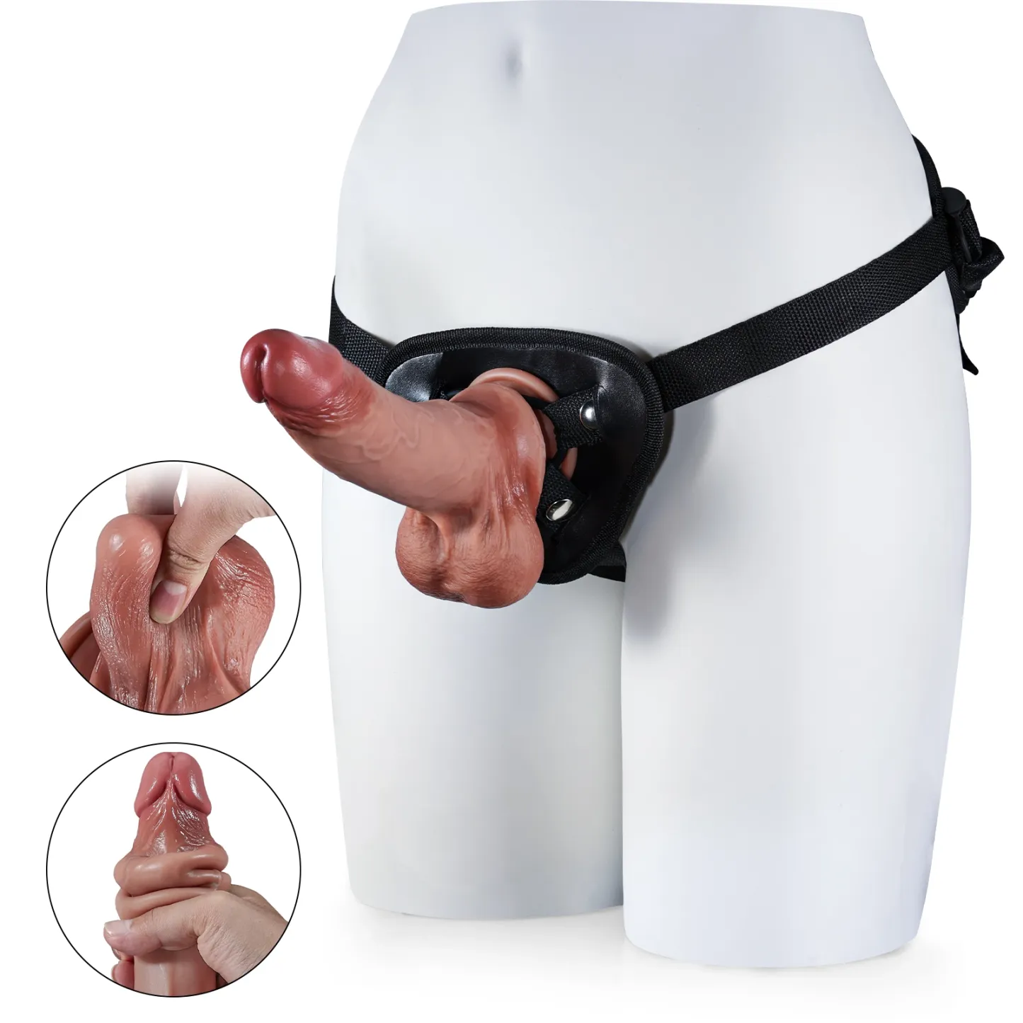 Realistisk Brun Silikon Strapon Dildo