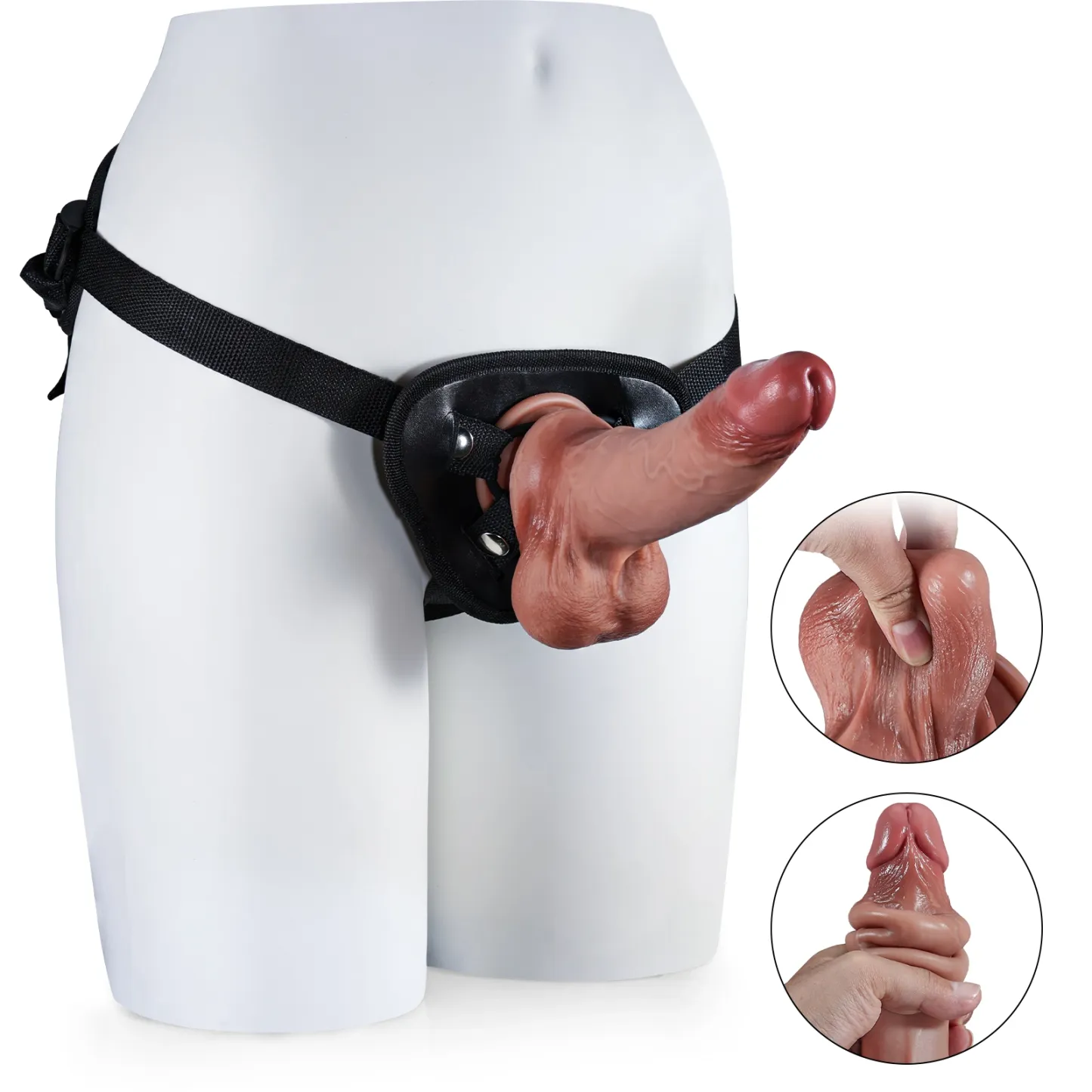 Realistisk Brun Silikon Strapon Dildo