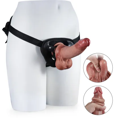 Realistisk Brun Silikon Strapon Dildo