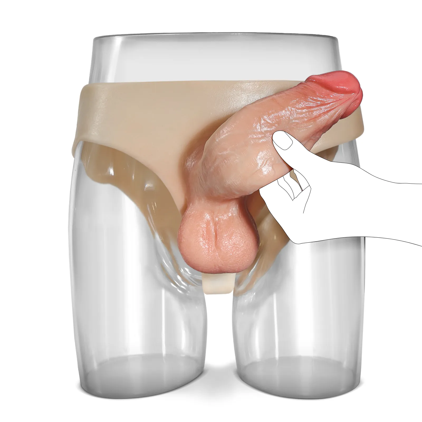 Realistisk Mjuk Silikon Strapon Pegging Dildo