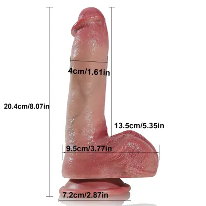 Realistisk Silikon Lång Dildo Med Sugpropp 20.5cm