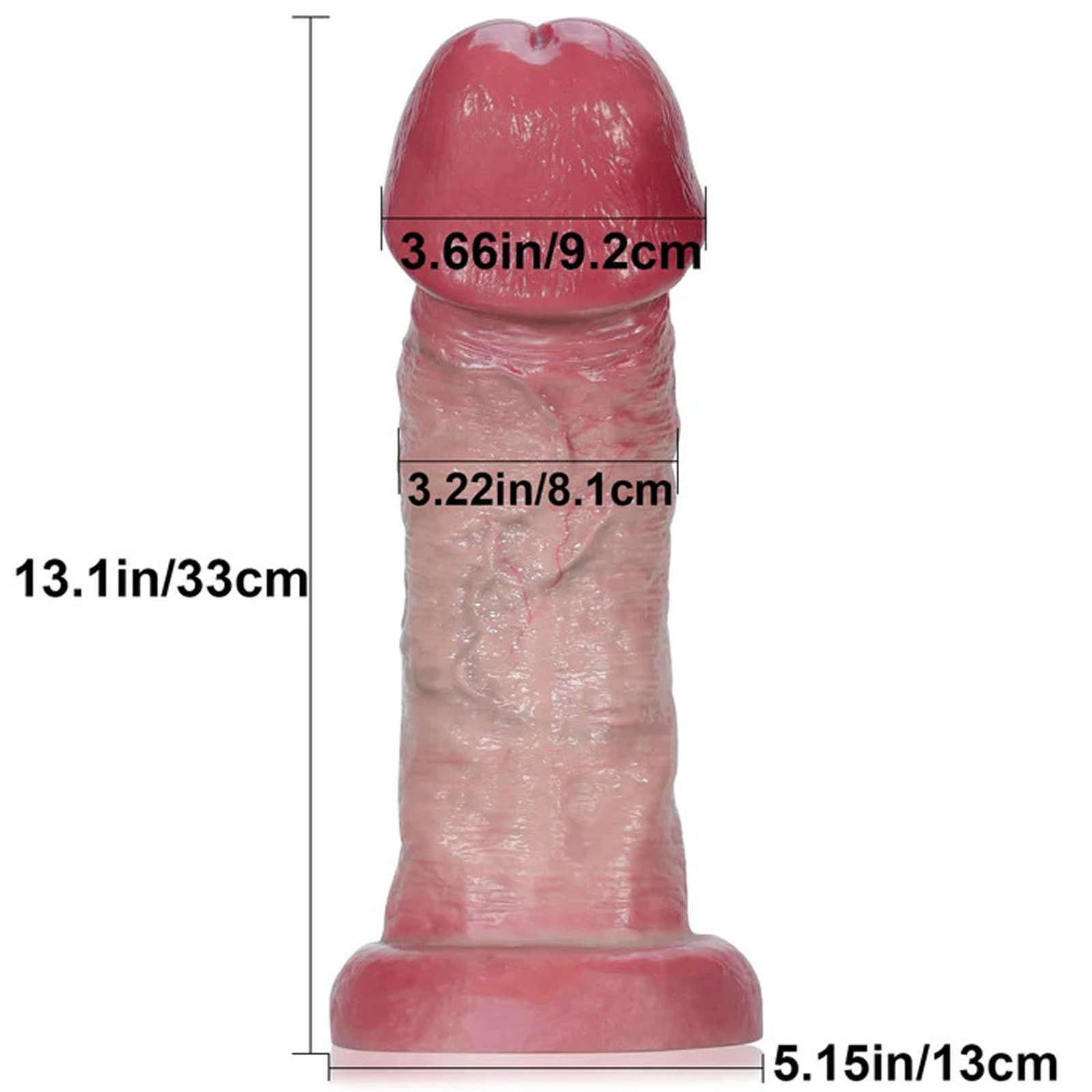 Realistisk Tjock Dildo Silikon med Sugpropp 33cm
