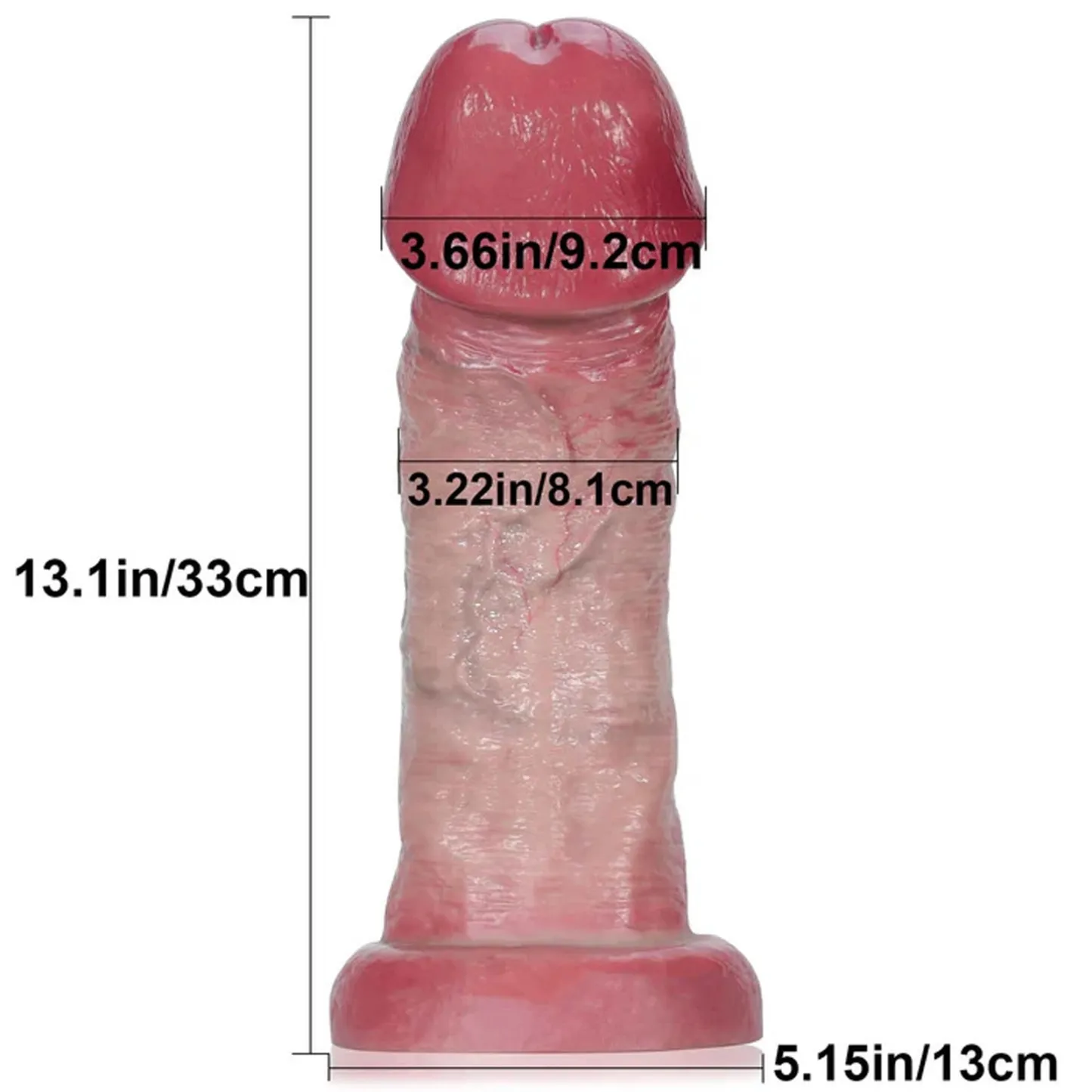 Realistisk Tjock Dildo Silikon med Sugpropp 33cm