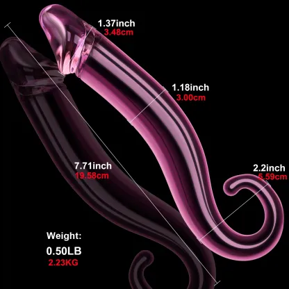 Rosa Glas Anal Realistisk Dildo 19.6cm