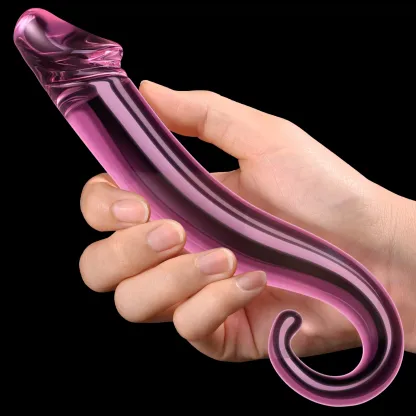 Rosa Glas Anal Realistisk Dildo 19.6cm