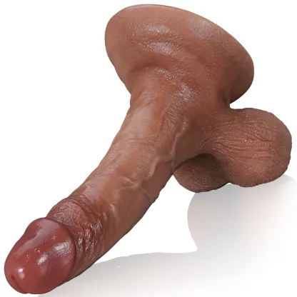 Silikon Lesbian Dildo Anal med Sugpropp 19.5cm 