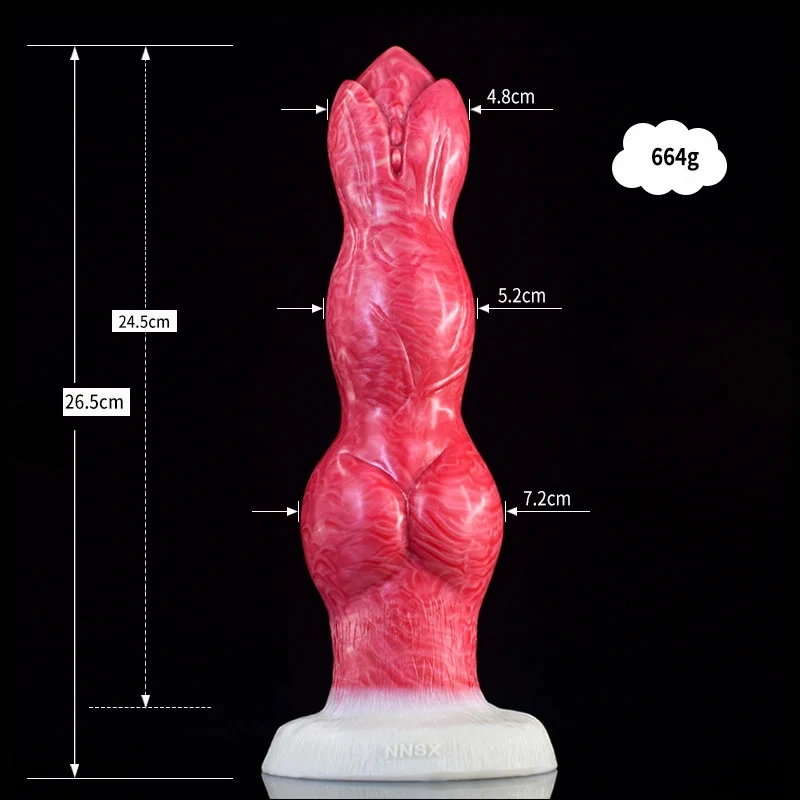 Soft Three Big Knots Monster Dildo 26,5cm