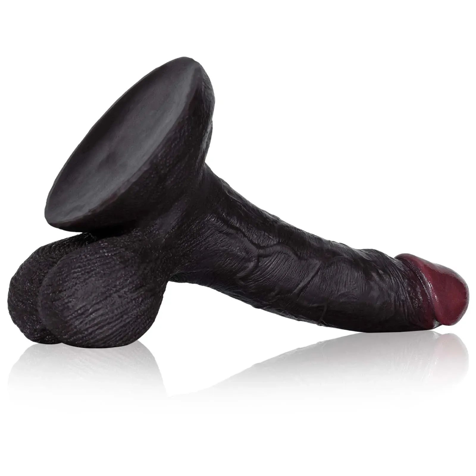 Stor Mjuk Svart Dildo med Sugpropp 22cm