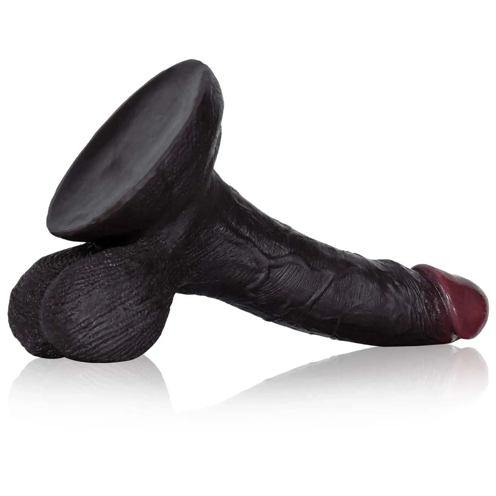 Stor Mjuk Svart Dildo med Sugpropp 22cm
