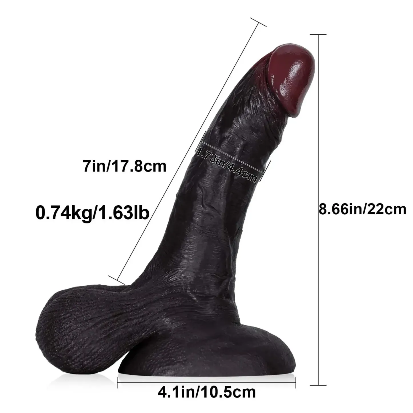 Stor Mjuk Svart Dildo med Sugpropp 22cm